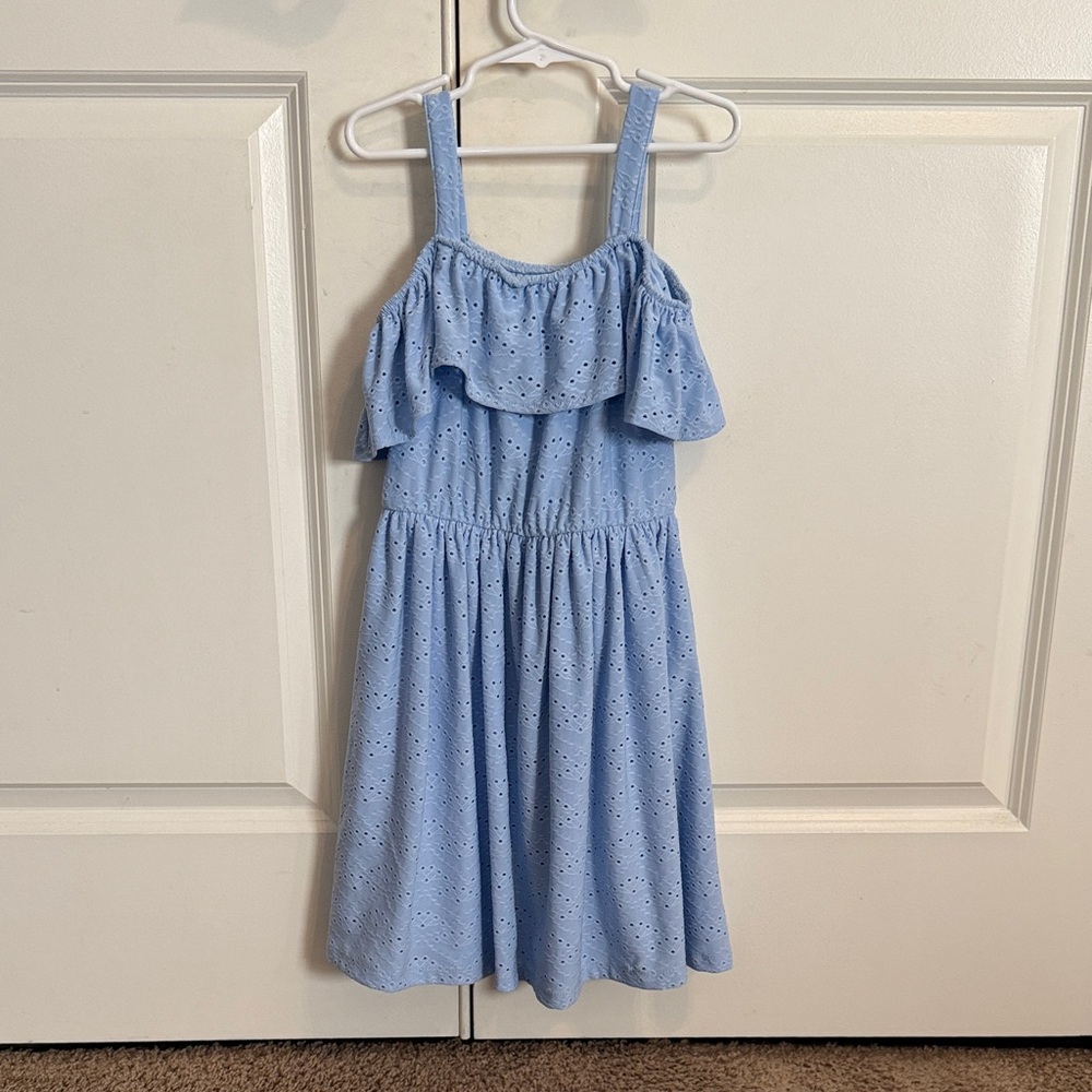 Tahari Light Blue Eyelet Kids Dress